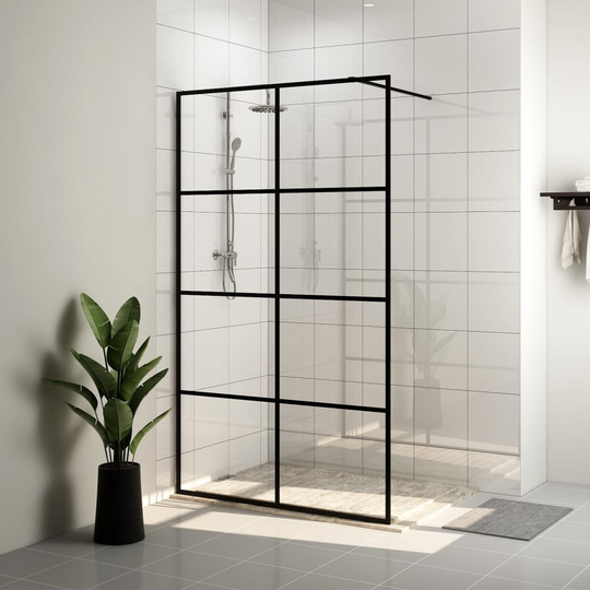 vidaXL brusevæg med klart sikkerhedsglas 140x195 cm sort