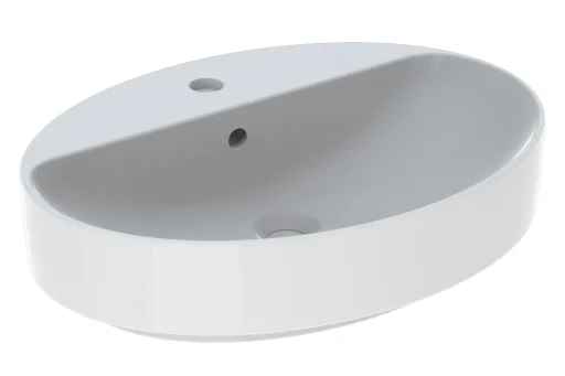 Geberit VariForm Lay-on håndvask oval m/hanehul & overløb 60x45 cm, med KeraTect