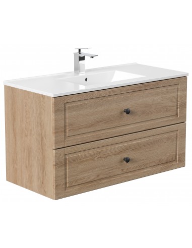 Homeline Cottage komplet badmiljø i mdf og mineralsten H56,1 x B101 cm - Sonoma eg