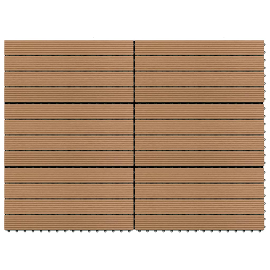 vidaXL terrassefliser 6 stk. 60x30 cm 1,08 m² WPC brun