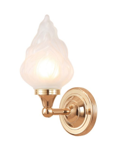Austen Badeværelseslampe i messing og glas H28 cm 1 x G9 LED - Poleret rødguld/Frostet hvid