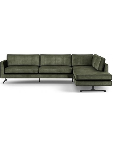 Camille højrevendt hjørnesofa i velour 311 x 235 cm - Sort/Grøn