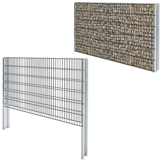 vidaXL 2D gabionhegn galvaniseret stål 2,008x1,23 m 10 m grå