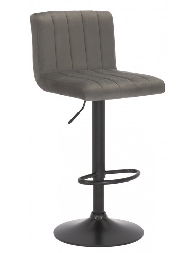 Barstol i metal og velour H85 - 106 cm - Sort/Grå