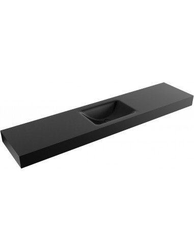 CLOUD væghængt håndvask 200 x 46 cm Solid surface - Sort