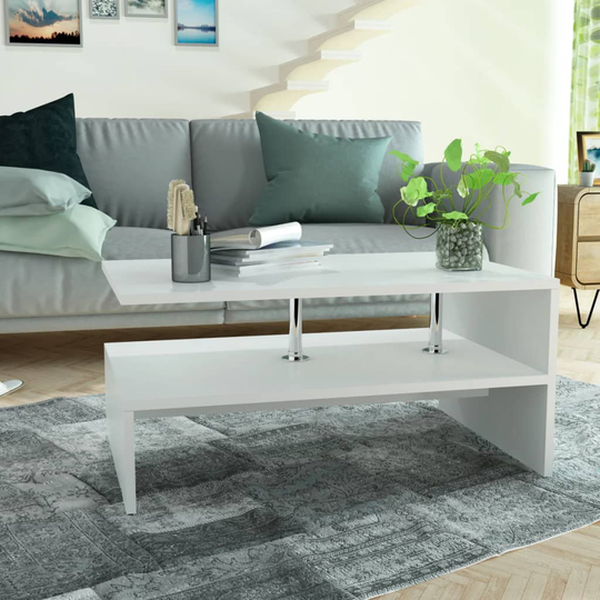 vidaXL sofabord spånplade 90 x 59 x 42 cm hvid