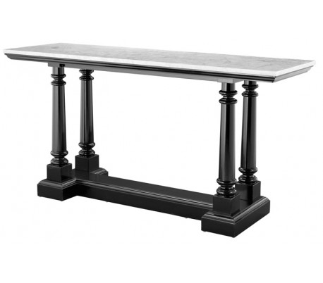 Walford konsolbord i marmor og mahognitræ 160 x 50 cm - Sort/Hvid