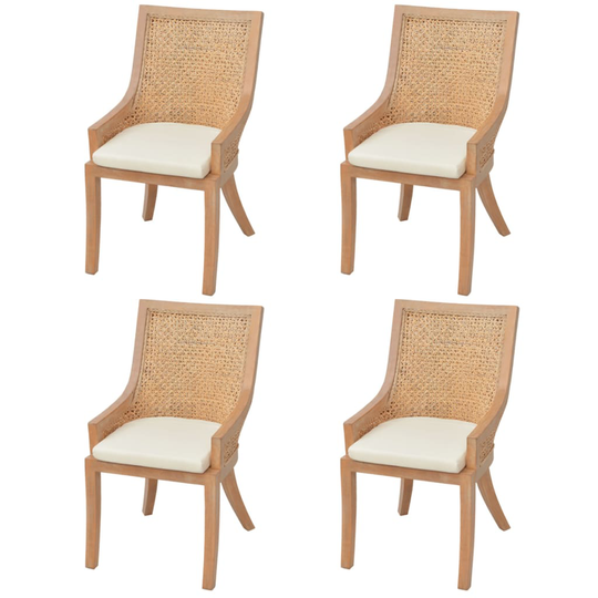 vidaXL spisebordsstole 4 stk. rattan og solidt mangotræ