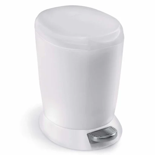 Simplehuman rund pedalspand, 6 L, enkelt beholder, hvid plastik