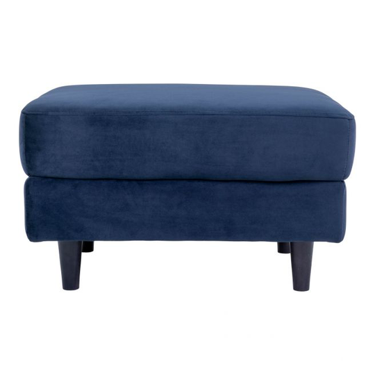 Puf i mørkeblå velour med sorte ben 52x68xH42 cm HN1005 - 1501534