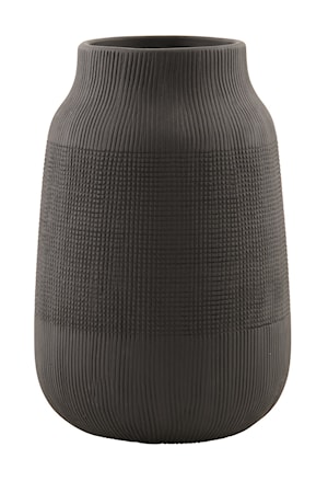 Vase Groove Ø 15x22 cm - Sort
