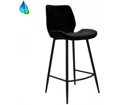 Miami Barstol i velour H112 cm - Sort/Sort