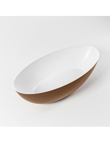 FLOAT fritstående badekar 170 x 80 cm Solid surface - Talkum/Rustbrun