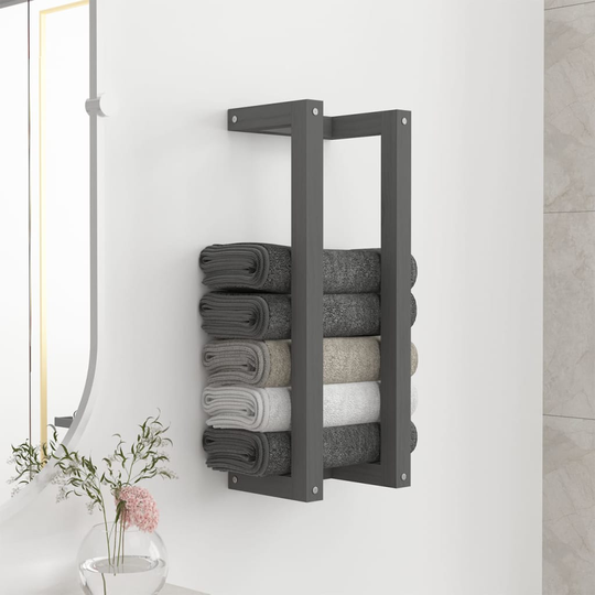 vidaXL håndklædeholder 23x18x60 cm massivt fyrretræ grå