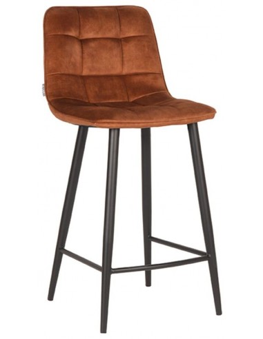 Jelt barstol i velour og metal H94 cm - Sort/Okker