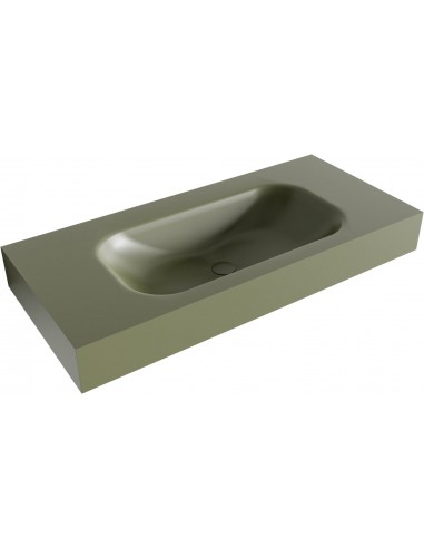 BIG SMALL væghængt håndvask 100 x 46 cm Solid surface - Armygrøn