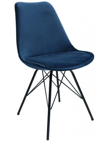 Bucket spisebordsstol i metal og velour H85 cm - Sort/Mørkeblå