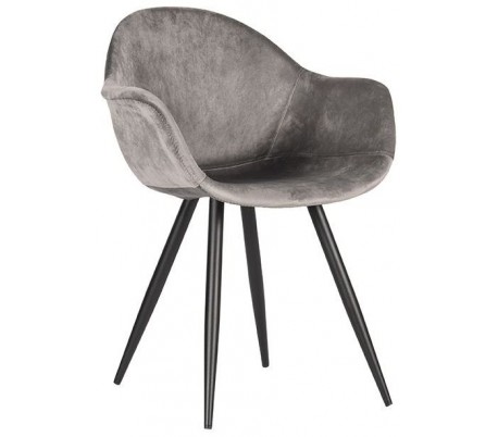 Forli spisesbordsstol i velour og metal H83 cm - Sort/Grå
