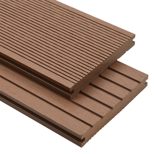 vidaXL massive terrassebrædder med tilbehør WPC 10 m² 2,2 m lysebrun