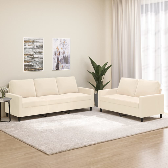 vidaXL sofasæt 2 dele med hynder velour cremefarvet