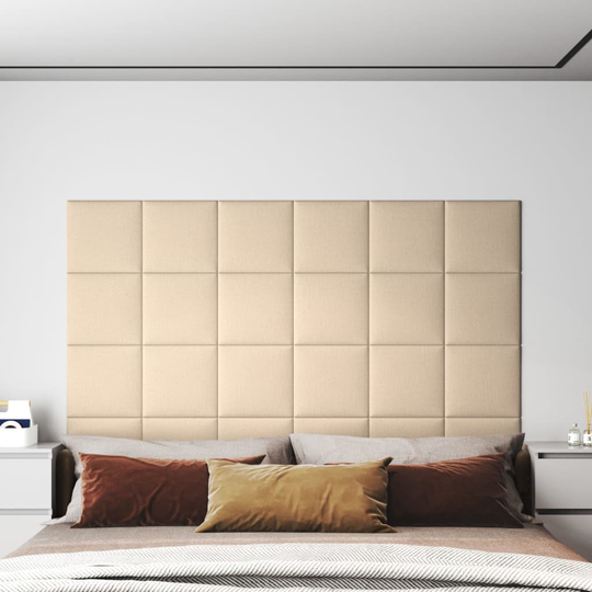 vidaXL vægpaneler 12 stk. 30x30 cm 1,08 m² stof cremefarvet