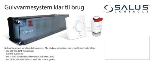 Salus gulvvarmesystem parret og klar til brug 8 zoner