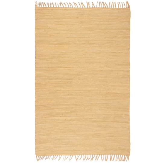 vidaXL håndvævet chindi-tæppe bomuld 200 x 290 cm beige