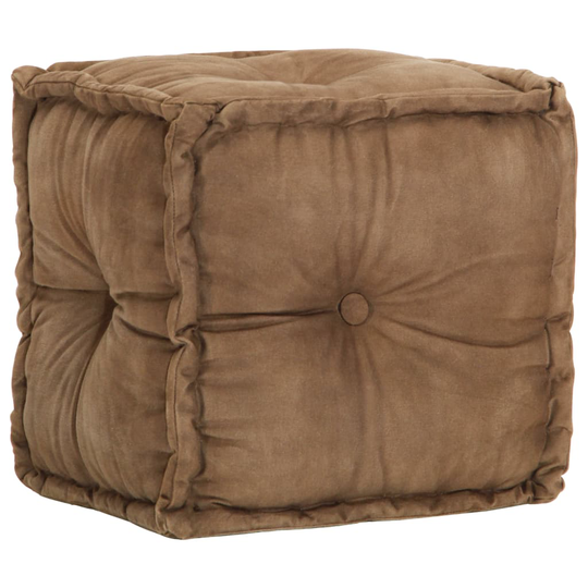 vidaXL puf brun 40 x 40 x 40 cm bomuldslærred