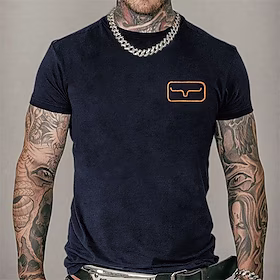 Herre T-shirt Vask skjorte Geometrisk Grafiske tryk Syre 100% Bomull Rund hals Varm Stempling Gade Ferierejse Kort Ærme Tøj Basale Designer Moderne Moderne