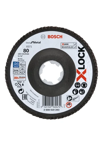 Bosch X-LOCK lamelslibeskive, 125 mm, K80