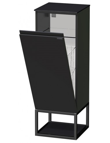 TARA Skab med tøjkurv til badeværelse H103 cm MDF - Sort/Antracit højglans