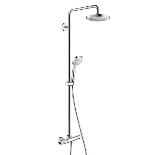 Hansgrohe Croma Select E 180 2jet komplet brusesystem m/EcoSmart, krom/hvid