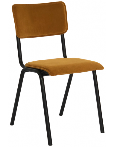 Cas spisebordsstol i metal og velour H82 cm - Sort/Gylden