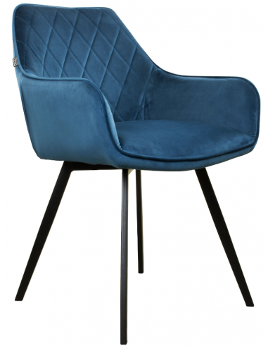 Karl spisebordsstol i metal og velour H86 cm - Sort/Mørkeblå