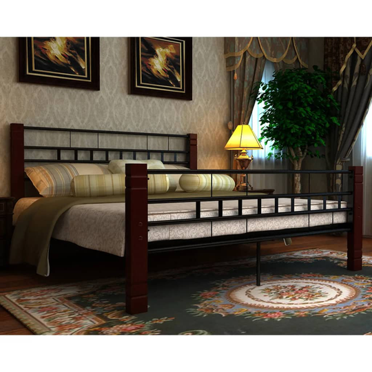 vidaXL seng med madras sort metal 180 x 200 cm