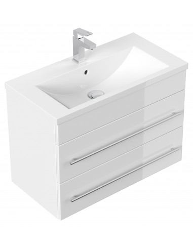 Portus komplet badmiljø i mdf og keramik H52,5 x B71 cm - Hvid højglans