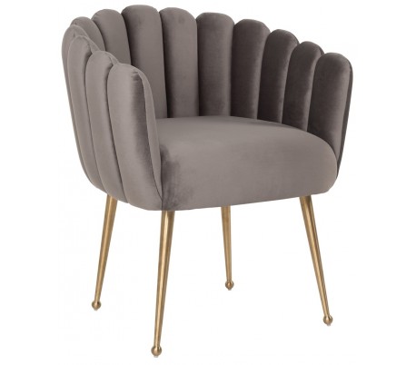Farah spisebordsstol i velour H78 cm - Børstet guld/Stengrå