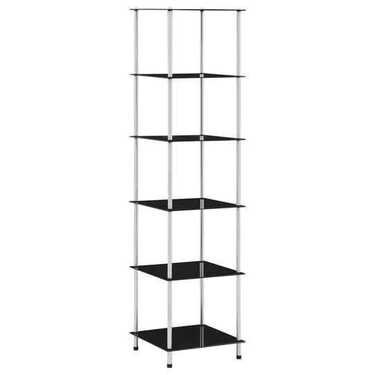 vidaXL reol 6 hylder 40x40x160 hærdet glas sort