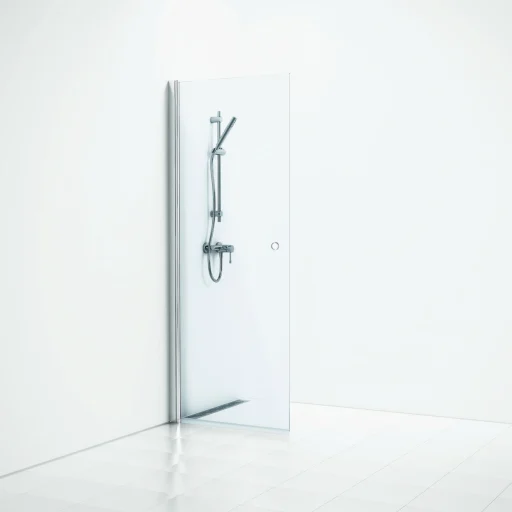 Svedbergs Skoga svingbar brusevæg 87 cm, klart glas/blank Alu, m/hulgreb