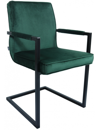 Jim spisebordsstol i metal og velour H90 cm - Sort/Mørkegrøn