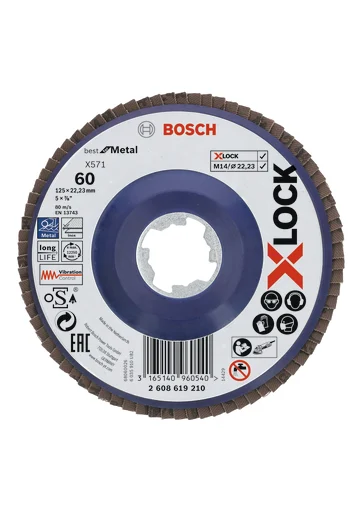 Bosch X-LOCK lamelslibeskive Best For Metal, flad, 125 mm, K60