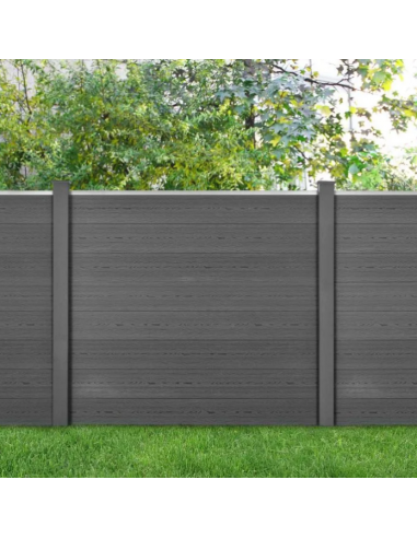 WPC Komposit hegn med pæle H165 x B466 cm - Grå