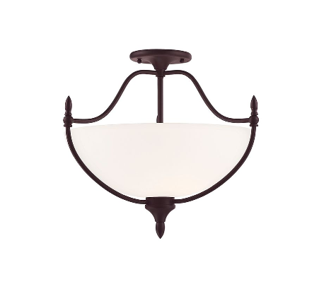 Herndon 3 Semi-Flush Plafond Ø66 cm - Antik bronze/Opalhvid