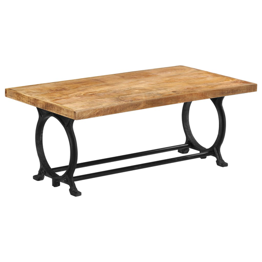 vidaXL sofabord massivt mangotræ og støbejern 110 x 60 x 47 cm