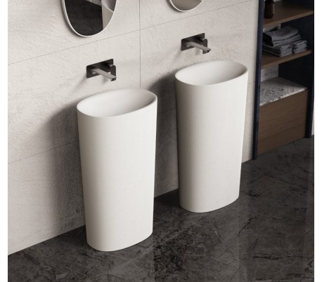 Ideavit Solidcliff gulvmonteret håndvask B50 x H90 cm Solid surface - Mat hvid