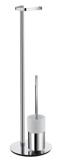 Smedbo toiletpapirholder m/toiletbørste, rund, krom