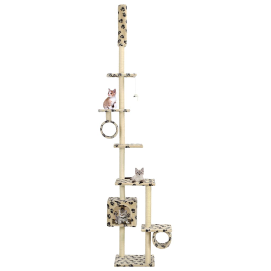 vidaXL kradsetræ til katte med sisal-kradsestolper 260 cm beige fodspor