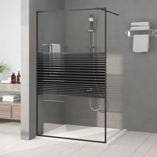 vidaXL brusevæg 115x195 cm klart sikkerhedsglas sort