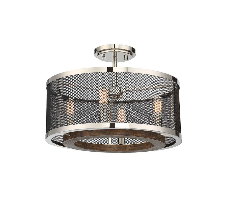 Valcour 4 Semi-Flush Plafond Ø41 cm - Poleret nikkel/Antracit/Brun