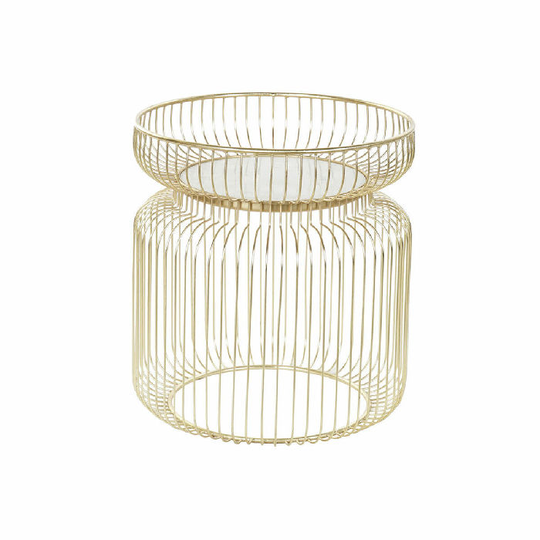 Sofabord DKD Home Decor Hvid Marmor Jern Gylden (43 x 43 x 47 cm)